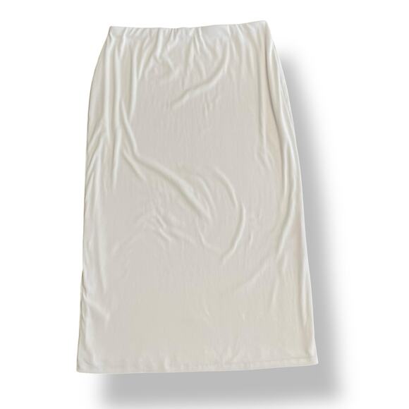 Abercrombie & Fitch Women’s White Ribbed Elastic Waist Maxi Skirt Size XL Boho - Picture 4 of 8
